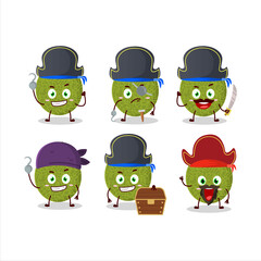 Cartoon character of melon with various pirates emoticons