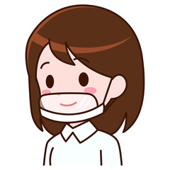 口元シールドをした女性　イラスト