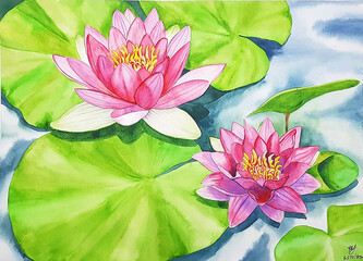 floating pink water lilies