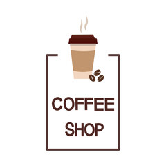Coffee shop logo template isolate on white background.