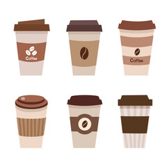 set of coffee cup isolate on white background.