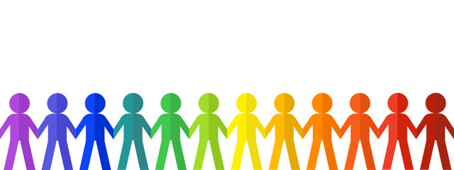 People chain isolate on white background.