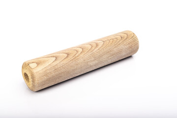 wooden rolling pin on white background