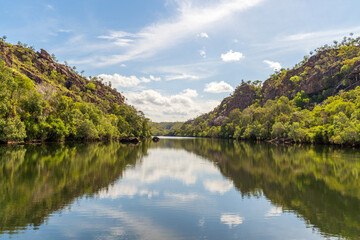 Fototapeta na wymiar Katherine Gorge morning cruise in Nitmiluk National Park. Katherine, Northern Territory.