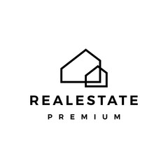 real estate house mortgage outline logo vector icon illustration