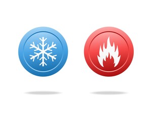 Cold and hot sign. Cooling and heating button. Illustration vector