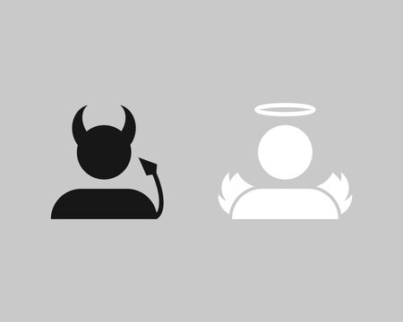 Devils and angels avatar icon. Bad and good,  negative and positive. Illustration vector