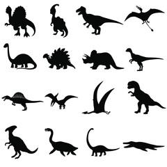 Dinosaur vector icon set. anthropology illustration sign collection.