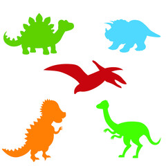 Dinosaur vector icon set. anthropology illustration sign collection.