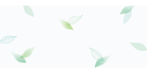 葉　水彩　フレーム　背景　イラスト　初夏　夏