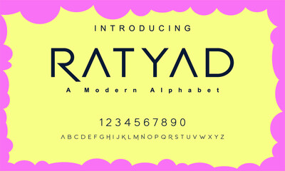 Ratyad font. Minimal modern alphabet fonts. Typography minimalist urban digital fashion future creative logo font. vector illustration