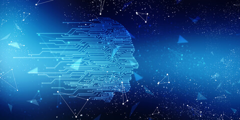 2d illustration Abstract futuristic electronic circuit technology background