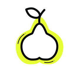 Pear icon on a yellow background. Vector illustration