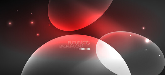 Neon ellipses abstract backgrounds. Shiny bright round shapes glowing in the dark. Vector futuristic illustrations for covers, banners, flyers and posters and other