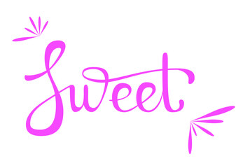 Pink sweet lettering on a white background. Vector illustration