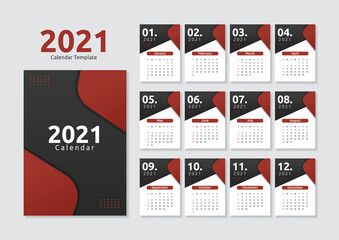 Modern abstract 2021 calendar template
