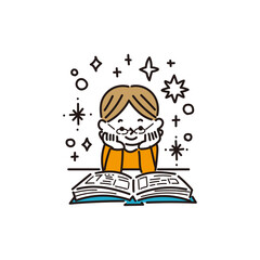 本を読んで想像が膨らむ男の子
