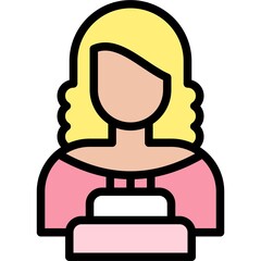 Woman with birthday cake icon, Birthday party related vector illustration