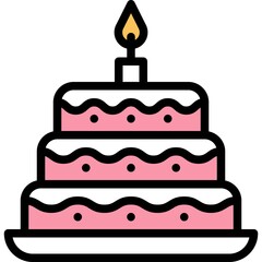 Cake icon, Birthday party related vector illustration