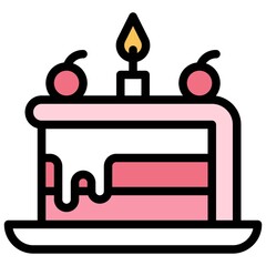 Piece of cake icon, Birthday party related vector illustration