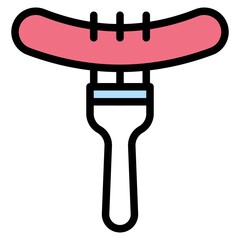 Sausage with fork icon, Birthday party related vector illustration