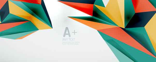 Vector triangle geometric backgrounds. Low poly 3d shape on light backdrop. Vector illustration for covers, banners, flyers and posters and other designs