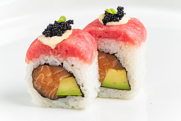 sushi set on the white background