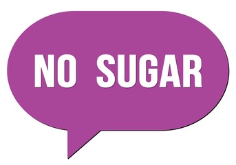 NO  SUGAR text written in a violet speech bubble