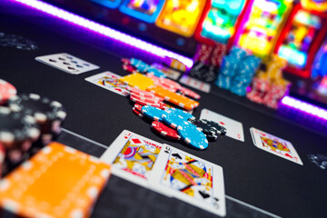 Poker cards at the casino