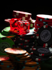 Casino Craps dice close up