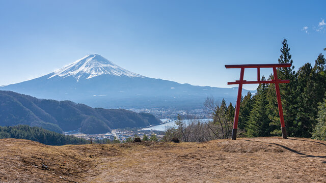 Mount Fuji with Torii gate in Kawaguchiko, Japan