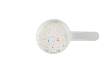 Scoop with washing powder isolated on white background