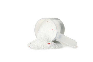 Scoop with washing powder isolated on white background