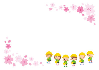 家族と入学式に参列する可愛い新一年生の女の子のイラスト 三世代ファミリー 桜デコレーション Wall Mural ぽこたぽこ 家族と入学式に参列する可愛い新一年生の女の子のイラスト 三世代ファミリー 桜デコレーション Wall Mural ぽこたぽこ