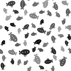 Black Submarine toy icon isolated seamless pattern on white background. Vector.