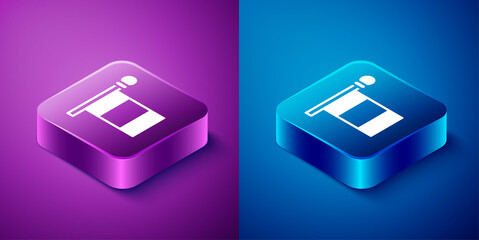 Isometric Flag Italy icon isolated on blue and purple background. Square button. Vector.