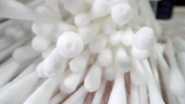 Close-up gentle earwax buds for cleaning canals slow pan