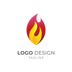 Fire logo template with simple 3d concept