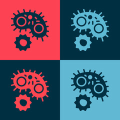 Pop art Virus icon isolated on color background. Corona virus 2019-nCoV. Bacteria and germs, cell cancer, microbe, fungi. Vector.