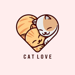 CUTE CAT COUPLE HUGGING EACH OTHER AND MAKE A HEART SHAPE