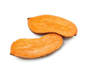 Fresh sweet potato on white background
