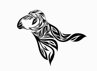Nice goat  Floral Ornament Decoration Vector. 