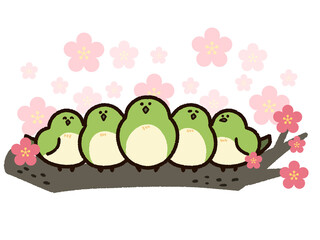 かわいいウグイスと梅