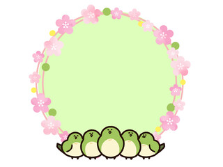 春とウグイスの丸フレーム