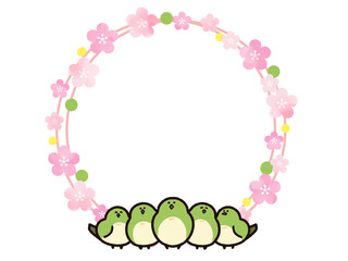 春とウグイスの丸フレーム