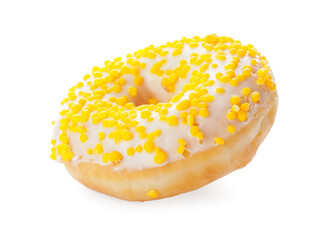 Sweet donut on white background