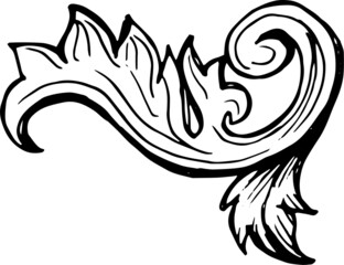 Acanthus leaf, Victorian style, Baroque, curls, corners. Graphic hand-drawn vector illustration. print, textiles, paper. Ink, line, engraving patern
