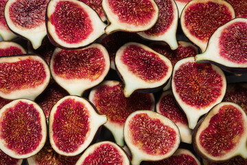 Tasty figs background. Top view.