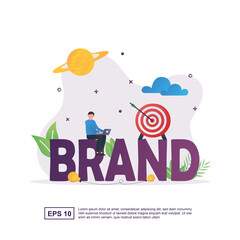 Illustration concept of with people sitting holding laptop and target.