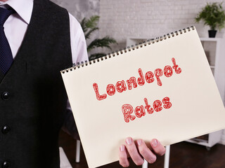 Business concept meaning Loandepot Rates with sign on the sheet.